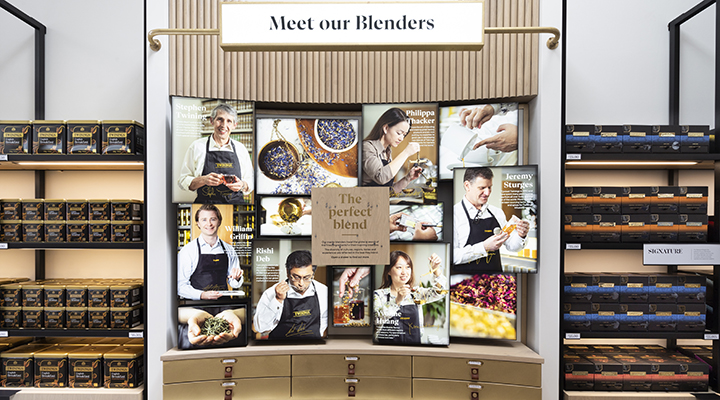 Photos of Twinings staff inside the Twinings store.