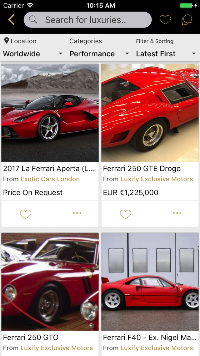 Luxify App - Cars List