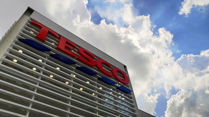 Image of Tesco logo on building in Malaysia