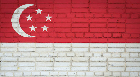 Singapore flag on wall