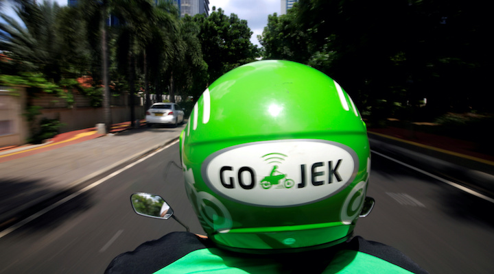 A Go-Jek driver in Jakarta. Reuters/Beawiharta.