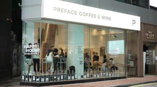 Exterior of the Preface cafe in Hong Kong.