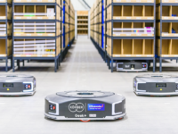 Autonomous Mobile Robots used by Officeworks. Image supplied