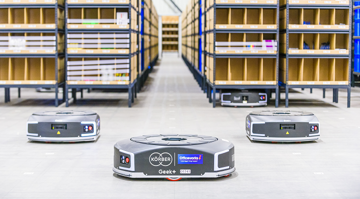 Autonomous Mobile Robots used by Officeworks. Image supplied