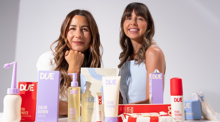 Co-founders of The Memo Phoebe Simmonds and Kate Casey with Due product range
