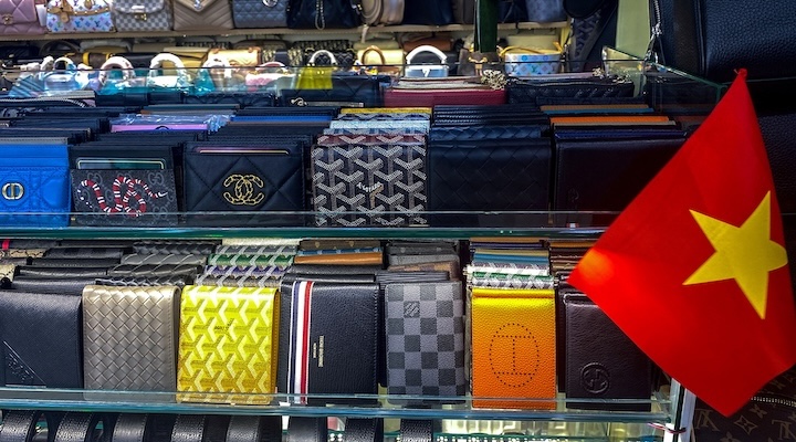 Fake luxury products in Vietnamese shopping mall