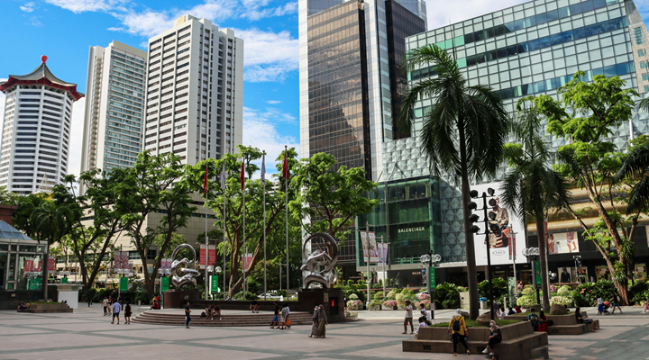 a veiw of skyscrapers in singapore