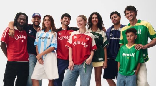 Models wearing 2026 World Cup jerseys designed by Gap.