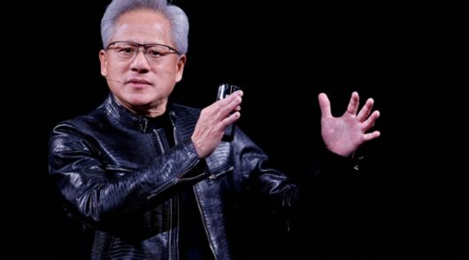 Jensen Huang speaking on stage.