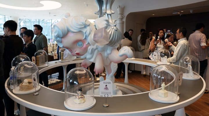 Character-themed desserts are displayed at the bakery.