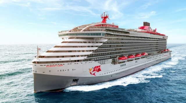 Virgin Voyages’ Scarlet Lady at sea.