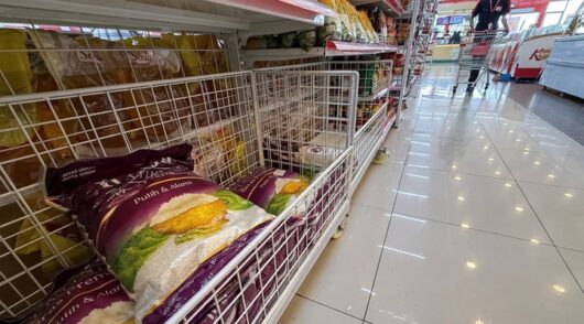 Rice on sale in an Indonesian supermarket.